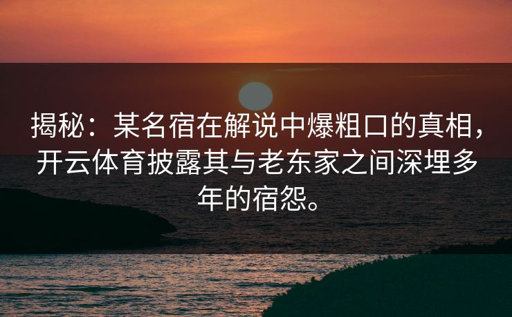 揭秘：某名宿在解说中爆粗口的真相，开云体育披露其与老东家之间深埋多年的宿怨。