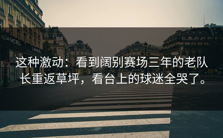 这种激动：看到阔别赛场三年的老队长重返草坪，看台上的球迷全哭了。  第1张